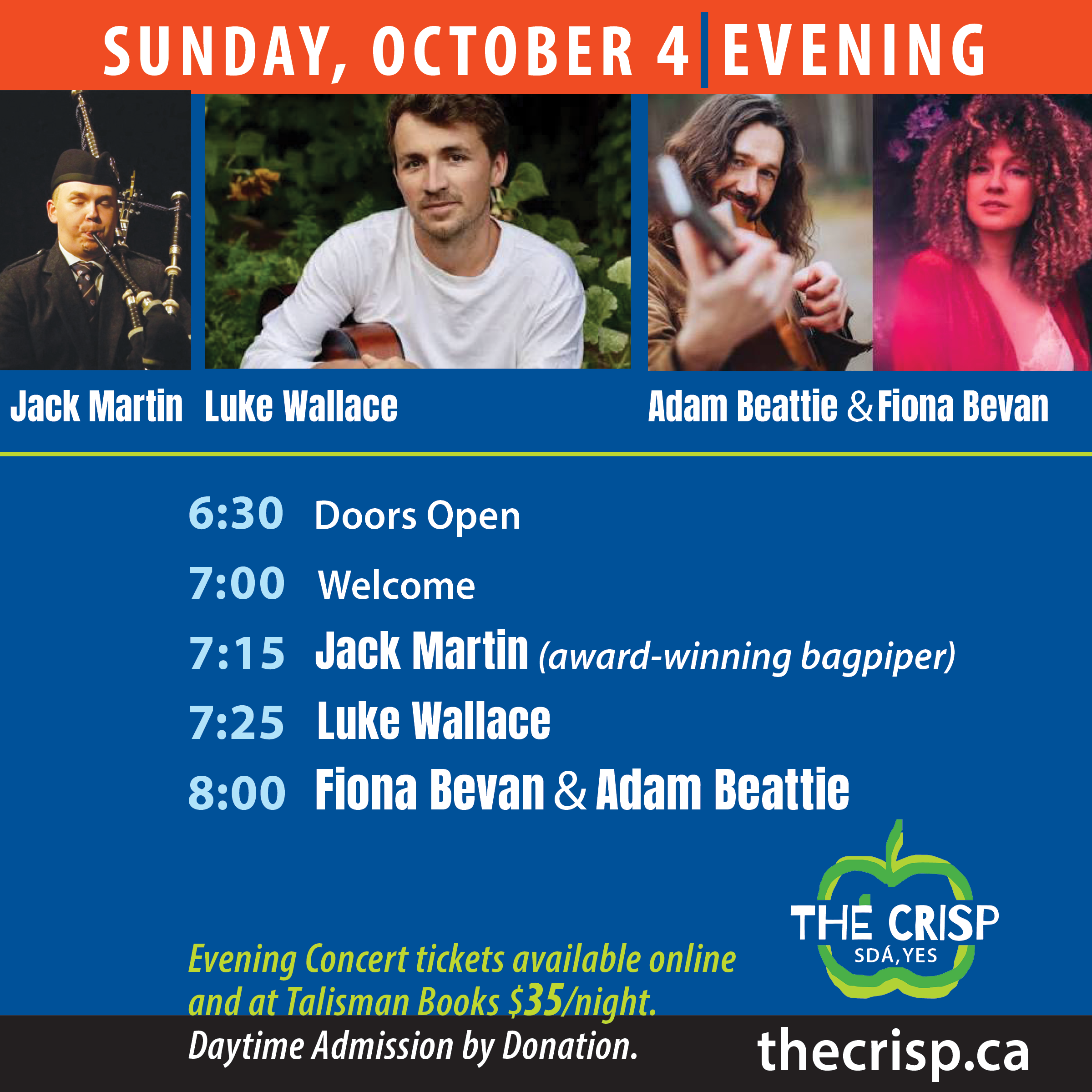 10The Crisp 2026.Online Tiles.Daily Schedule.Oct 4C Eve