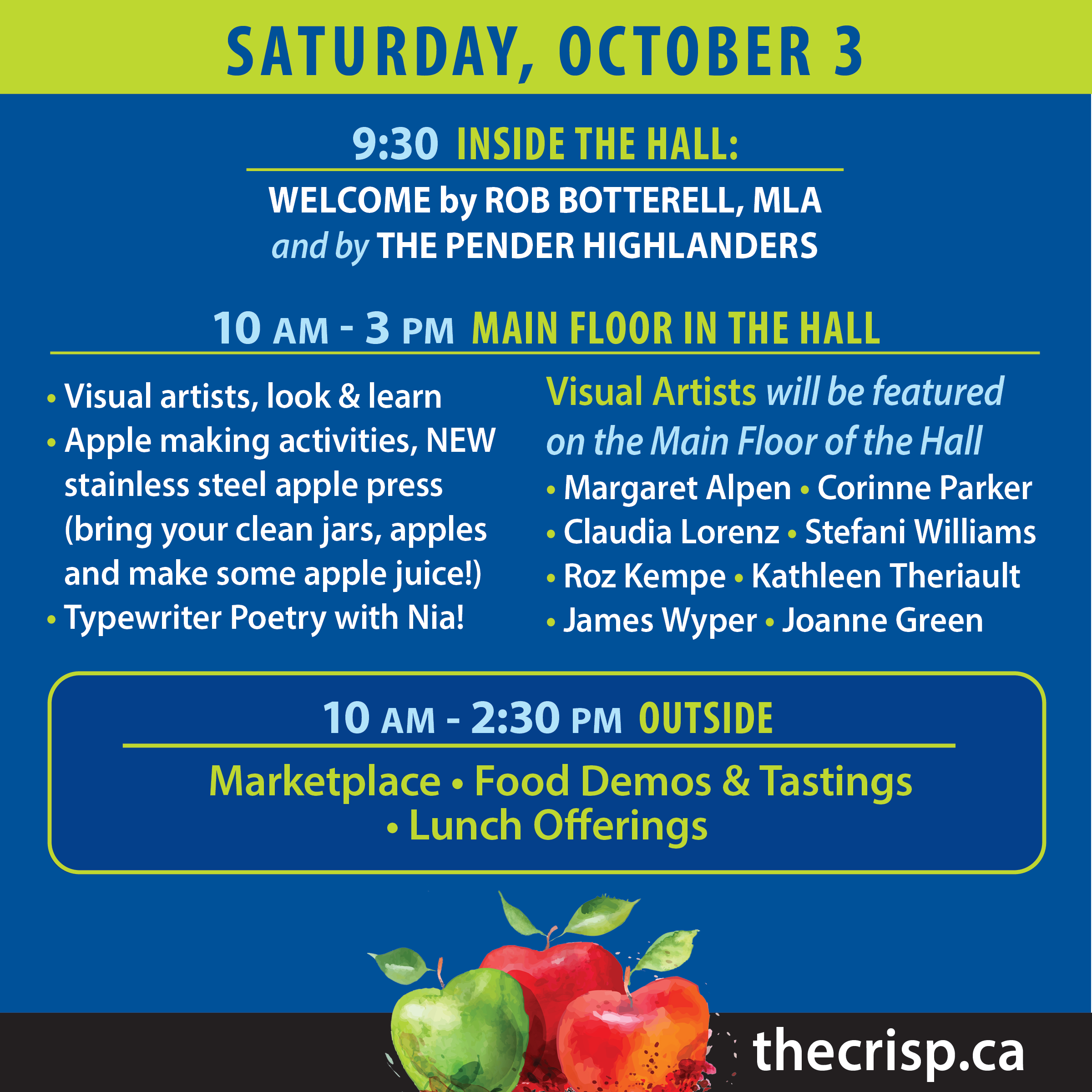 2The Crisp 2026.Online Tiles.Daily Schedule.Oct 3A