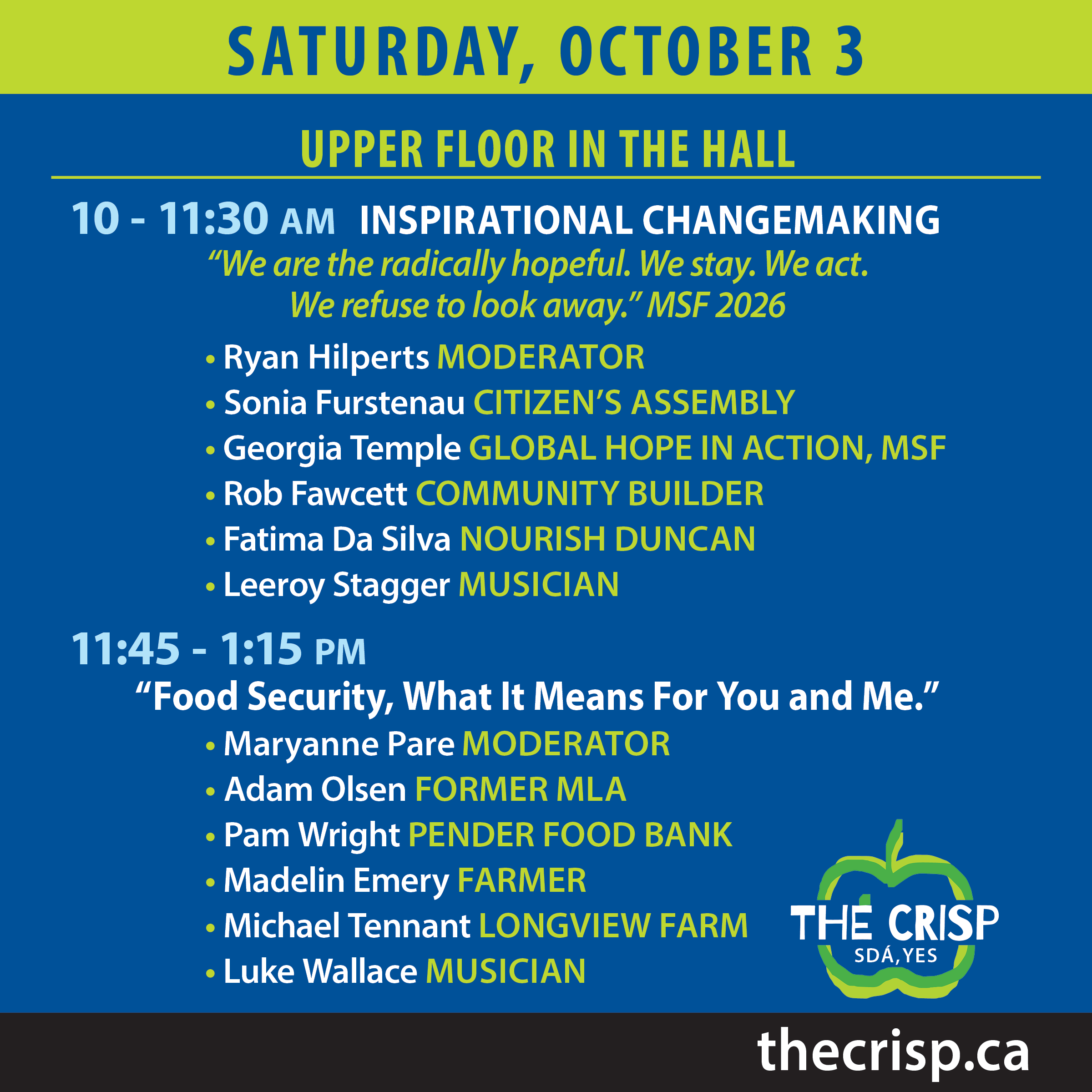 5The Crisp 2026.Online Tiles.Daily Schedule.Oct 3D