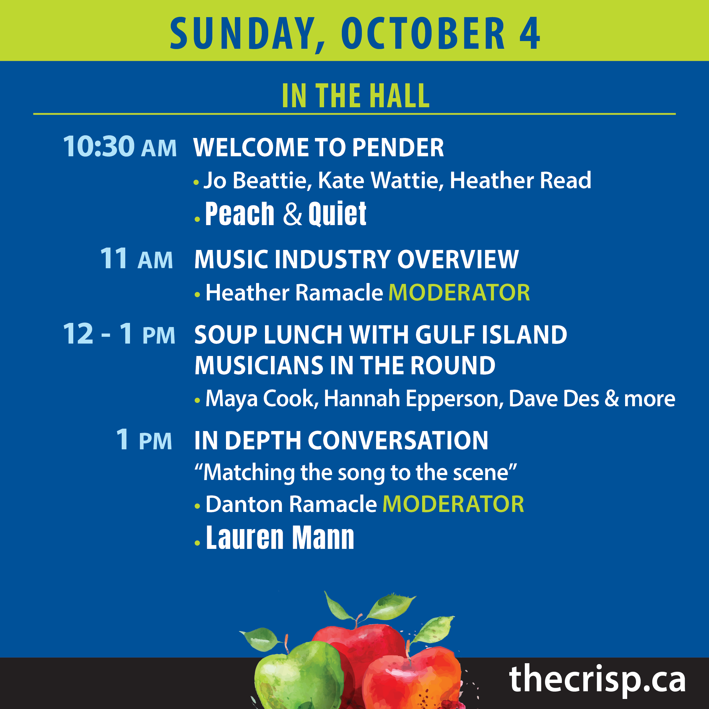 8The Crisp 2026.Online Tiles.Daily Schedule.Oct 4A