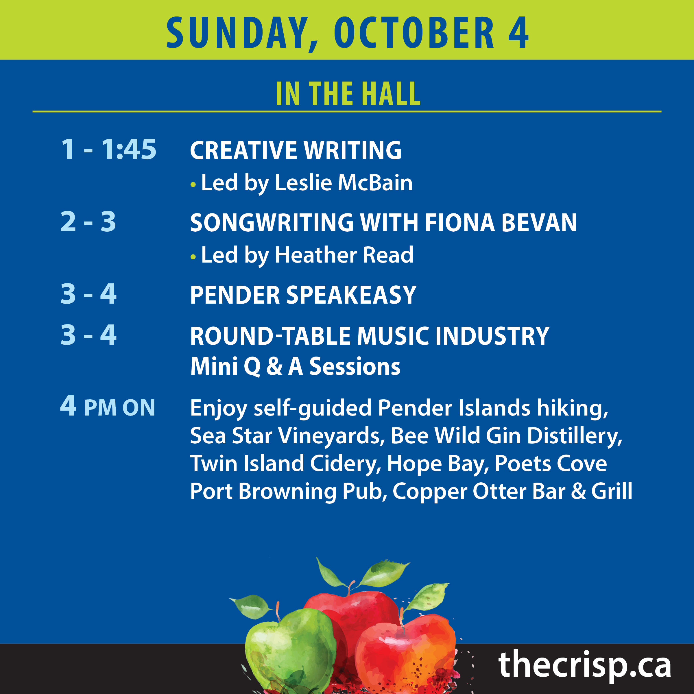 9The Crisp 2026.Online Tiles.Daily Schedule.Oct 4B